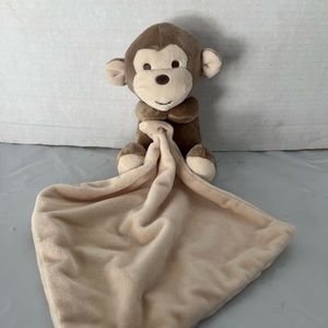 Walgreens Monkey Security Blanket Brown Cream Plush Stuffed Animal Baby Lovey